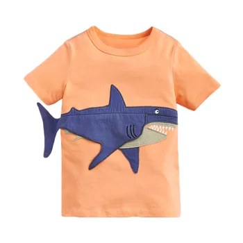 2022 Лятна тениска за малки момчета, Детски Дрехи, 3D Тениски с Акули, Забавно Облекло, Тениски За Деца