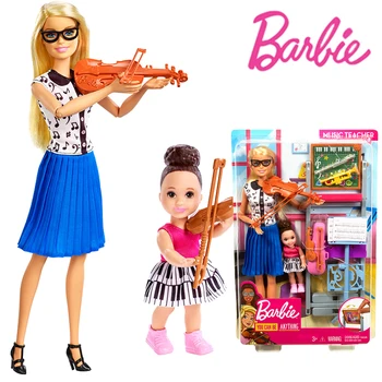 Оригинален Барби FXP18 Поп-Музика Учител и Ученик на Поп-Комплект За Момичета детски Играчки Барби Viool модул за Обучение Комплект За Момичета детски Играчки, Подаръци за Момичета FXP18