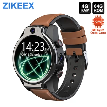 ZiKEEX ZT10 Смарт Часовници За Мъже LTE 4G Восьмиядерный Android Smartwatch 10 64 GB Вградена памет 5ATM Водоустойчив СИМ-карта 13MP Камера, GPS 1600 mah