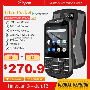 Unihertz Титан Джобен Малка QWERTY Смартфон с Android 11 6 GB 128 GB 3,1 Инча с две SIM-карти Разблокированная NFC Клавиатура за Мобилен телефон 16MP Телефон