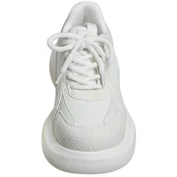 Грозни сладки универсални ежедневните си бели обувки с дебела подметка; дамски пролетно-есенна обувки 2022 г.; Нова окото Дишащи обувки за татко дантела