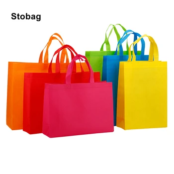 StoBag 25 бр. на Едро, Тъкани Торби за Пазаруване, Тъканни Непромокаеми Торби за Многократна употреба, с Дръжка за Съхранение на Подаръци, Логото на поръчка (платен)