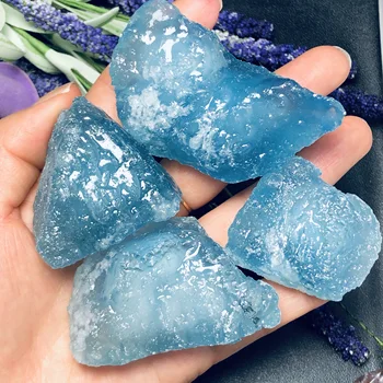 Красив 100% морска син сапфир градешки камък и естествен аквамариновый crystal изцеление на рейки