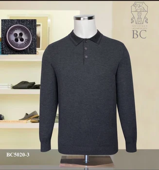 Пуловер Billionaire Вълнен мъжки 2023 нов топлото есенно-зимния с бродерии, копчета Моден еластичен висококачествен голям размер M-4XL