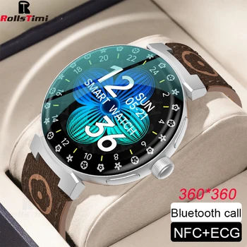 2022 Мъжки Бизнес Интелигентни Bluetooth часовници За Повикване на 360*360 HD Екран, NFC Спортни фитнес-Часовник С Потребителски Циферблат на Сърдечния Ритъм SmartWatch