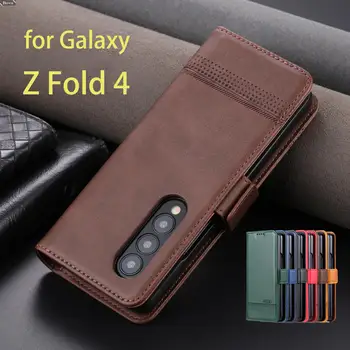 Луксозен Кожен Калъф с Магнитна чрез адсорбция за Samsung Galaxy Z Fold4/Z Fold 4 5G флип-надолу Капак Защитен Калъф Fundas на Корпуса