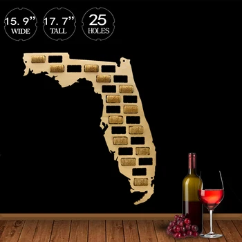В Южната Част На Съединените Щати Дървена Вино Корк Карта На Флорида, Джорджия Мисисипи Дисплей Стенни Карта Тексас Вино Корк Притежателя Стенен Декор