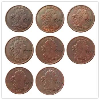 Ние комплект (1800-1808) 8шт Драпированный Бюст Полцента Медни копие Украсяват монета