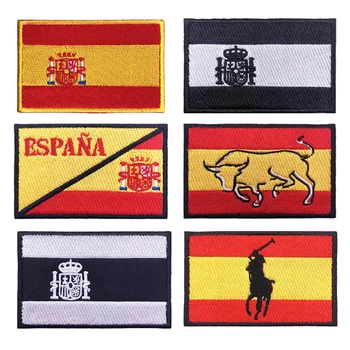 1БР Испански Флаг Испания Превръзка На Ръката Бродирана Нашивка Кука и Контур Или Ютия На Бродерия че velcros Икона Плат Военна Морална Ивица