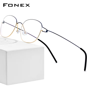 FONEX Рамки За Очила От Титанова Сплав, Мъжки слънчеви Очила По Рецепта, Корейски Очила, Дания, Дамски Оптични Рамки За Късогледство, Безвинтовые Очила 98618