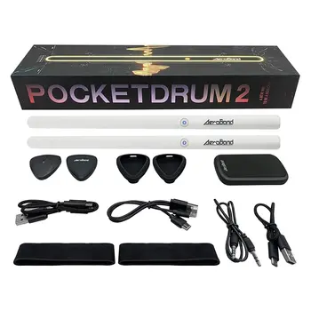 Е-shock инсталиране на AeroBand PocketDrum 2 Pro, барабанни пръчки, на крак педала и Bluetooth адаптер, играйте на барабаните навсякъде и по всяко време