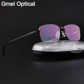 Gmei Оптични ултра-леки Очила От Чист Титан С Пълна Рамки В Рамка За Бизнес Мъже С Миопия Очилата За Четене На Рецепта LR8980