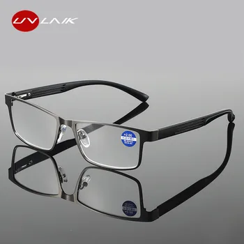 UVLAIK Метални Бизнес Очила За Четене Мъжки Модни Дальнозоркие Анти-Сини Светлинни Оптични Очила По Рецепта Мъжки Компютърни Очила