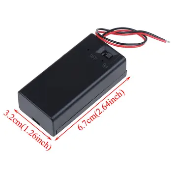 Титуляр Пластмасова Кутия за Съхранение на Батерии за 1бр 9V с капак на превключвателя за включване/изключване на кабели