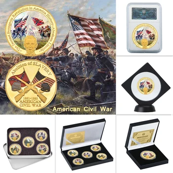 Американската Гражданска Война Златни Възпоменателни Монети, Определени Военен Спомен На Притежателя За Монети Армейски Предизвикателство Монети Медал Подарък Начало Декор